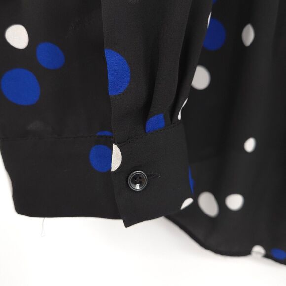 Talbots shall collar V-neck blouse Plus Size 2X black polka dot popover - Picture 3 of 9